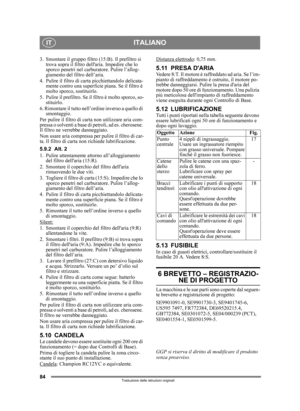 Page 8484
ITALIANOIT
Traduzione delle istruzioni originali
3.  Smontare il gruppo filtro (15:B). Il prefiltro si trova sopra il filtro dellaria. Impedire che lo 
sporco penetri nel carburatore. Pulire l’allog-
giamento del filtro dell’aria.
4. Pulire il filtro di carta picchiettandolo delicata- mente contro una superficie  piana. Se il filtro è 
molto sporco, sostituirlo.
5. Pulire il prefiltro. Se il  filtro è molto sporco, so-
stituirlo.
6. Rimontare il tutto nell’ordine inverso a quello di  smontaggio.
Per...