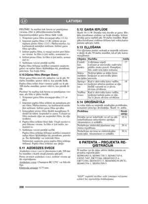 Page 208208
LATVISKILV
PIEZĪME! Ja maš īna tiek lietota uz putek ļainas 
virsmas, filtri ir j ātī ra/j ānomaina biež āk.
Iz ņemiet/uzst ādiet gaisa filtrus š ād ā veidā :
1. No ņemiet gaisa filtra aizsargapvalku (12:A). 
2. Iz ņemiet pap īra filtra (12:B) ieliktni un pu-
tuplasta pirmo filtru (12:C). P ārliecinieties, ka 
karburator ā neiek ļūst net īrumi. Izt īriet gaisa 
filtra apvalku.
3. Izt īriet papī ra filtru, to maigi uzsitot pret l īdze-
nu virsmu. Ja filtrs ir  ļoti net īrs, nomainiet to.
4. Izt īriet...