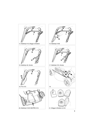Page 55
SVENSKAS
G
M
STOP
G
N
18. Pro 51S
17. Multiclip 51S, Honda16. Multiclip 48, Honda
STOP
G
I
14. Multiclip 51S, Briggs & Stratton
S
TO
P
I
G
B
15. Multiclip 51SE 
21. Briggs & Stratton LS 4520. Multiclip 51S/51SE/PRO 51S
19. 
STOP
N
G
I 
