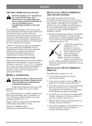 Page 1011
PLPOLSKI
AKUMULATOR (MULTICLIP 51SE)
Elektrolit znajduj±cy siê w akumulatorze
jest ¿r±cym kwasem, który mo¿e
spowodowaæ m.in. gro¶ne poparzenie.
Nale¿y unikaæ dostania siê elektrolitu do
oczu oraz nie dopuszczaæ do
bezpo¶redniego kontaktu ze skór± lub
odzie¿±.
W warunkach normalnego u¿ytkowania w ci±gu
sezonu akumulator ³adowany jest przez silnik. Je¿eli
uruchomienie silnika za pomoc± kluczyka
startowego nie jest mo¿liwe, przyczyn± mo¿e byæ
wy³adowany akumulator. Pod³±cz urz±dzenie do
³adowania do...