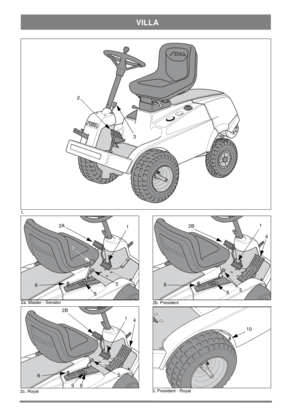 Page 2VILLA
1.
3 2
1
65
8 72A
1.
2a. Master - Senator
1
4
6
5
82B
2b. President
V-R-REGL
10
2c. Royal3. President - Royal
6
89
5
1
2B
4 