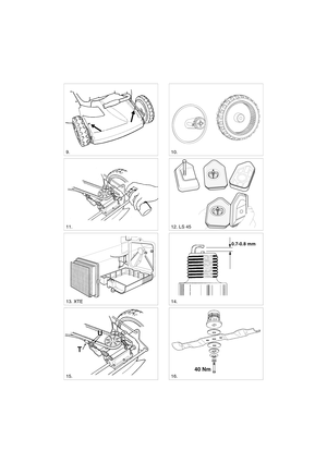 Page 3
SVENSKA
S
10. 9.
11. 12. LS 45
13. XTE14.
15.16.
0.7-0.8 mm
40 Nm 