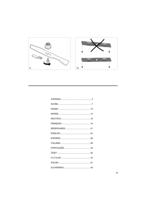 Page 33
SVENSKAS
9.10.
SVENSKA .................................................... 4
SUOMI.......................................................... 7
DANSK ....................................................... 10
NORSK....................................................... 13
DEUTSCH .................................................. 16
FRANÇAIS ................................................. 19
NEDERLANDS ........................................... 21...