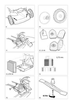 Page 3SVENSKA S
10.9.
11 .12. LS 45
13. XTE 5014.
0,75 mm
15.16.
40 Nm 