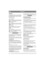 Page 1212
DEUTSCHDE
SYMBOLE
Folgende Symbole befinden sich an der Maschine, 
um den Bediener daran zu erinnern, daß bei der 
Benutzung der Maschine Vorsicht und Aufmerk-
samkeit geboten sind.
Die Symbole bedeuten:
Warnung!
Vor der Benutzung der Maschine die Be-
dienungsanleitung und die Sicherheitsvor-
schriften durchlesen.
Warnung!
Wenn die Maschine in Betrieb ist dürfen 
weder Hände noch Füße unter die Haube 
gelangen.
Warnung!
Auf herausgeschleuderte Gegenstände 
achtgeben. Zuschauer fernhalten.
Warnung!...