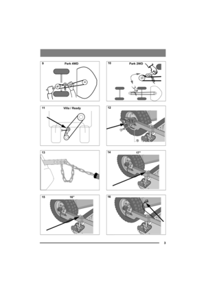 Page 33
Park 4WD
Villa / Ready
16”
Park 2WD
17”
11
13
159 
12
14
1610  