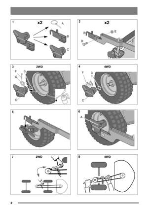 Page 22
x2A
B
C
2WD
G
C
FG
2WD
x2
DE
B
4WD
FG
C
A
4WD
3
5 
71
4
6 
82 