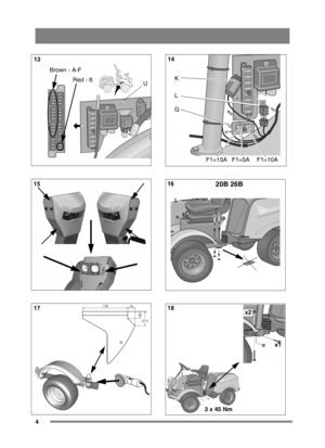 Page 44
URed - 8
Brown - A-F
G
K
L
F1=15A F1=5A F1=10A
20B 26B
x
3 x 45 Nm
x1
x2
13
15 17 14
16 18 