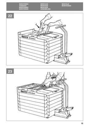 Page 1515
SVENSKASE
MONTERING MONTAGE MONTAJE
ASSENUS MONTAGE MONTAGGIO
MONTERING MONTAGE
MONTERING ASSEMBLING
23
J
22 
