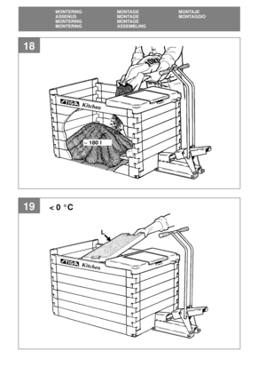 Page 16MONTERING MONTAGE MONTAJE
ASSENUS MONTAGE MONTAGGIO
MONTERING MONTAGE
MONTERING ASSEMBLING
19
18
L
