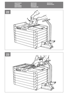 Page 18MONTERING MONTAGE MONTAJE
ASSENUS MONTAGE MONTAGGIO
MONTERING MONTAGE
MONTERING ASSEMBLING
23
J
22 