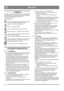 Page 3030
DEUTSCHDE
1 SYMBOLE
An der Maschine gibt es folgende Symbole, um den Bediener 
darauf hinzuweisen, dass bei der Benutzung der Maschine 
Vorsicht und Aufmerksamkeit geboten sind. 
Bedeutung der Symbole:
Warnung.
Lesen Sie die Gebrauchsanleitung vollständig durch, 
bevor Sie die Maschine in Betrieb nehmen.
Gefahr – rotierende Schneeschraube.
Gefahr – rotierendes Gebläse.
Nicht mit den Händen in den Auswurf greifen.
Hände und Füße von rotierenden Teilen fernhalten.
Andere Personen müssen sich im sicheren...