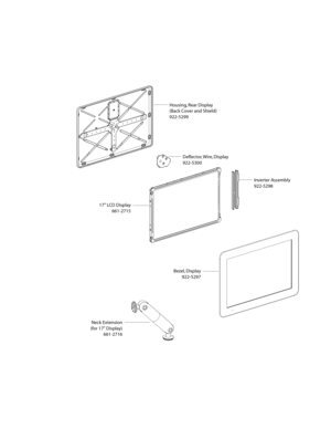 Page 15617 LCD D isplay
661-2715
Housing , R ear D isplay
(Back C over and S hield)
922-5299
Inver ter A ssembly
922-5298
Deflec tor ,  W ire, D ispla y
922-5300
Bezel,  D ispla y
922-5297
Neck Ex tension
(f or 17 D isplay)
661-2716 