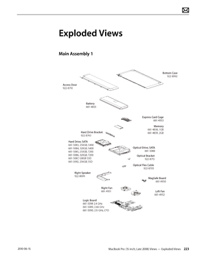 Page 223MacBook Pro (15-inch, Late 2008) Views — Exploded Views 223 2010-06-15
Exploded Views
Main Assembly 1  