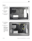 Page 189MacBook Pro (15-inch, Mid 2009) Take Apart — Fan, Left 189 2010-12-15
Removal
1 Orient fixture to the 
“Fan & MLB Heatsink 
Assembly Side” of the 
fixture.
2 Remove memory, 
left speaker, and 
microphone. 
3 Place the logic board 
onto the fixture.
4 Use a black stick to 
pry fan cable from 
logic board.
5 Remove 3 ( T6) 922-
9108 screws.
Replacement Note: 
Place logic board 
onto service fixture 
to replace fan screws. 
The fixture provides 
support to the logic 
board.  