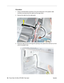 Page 5250 - Power Mac G4 (Mirror/FW 800) Take Apart
 Speaker
Procedure
1. Using a small ﬂat-blade screwdriver, lift up the locking tab on the speaker cable 
connector and disconnect the cable from the logic board.
2. Remove the cable from the cable guide.
3. Route the cable up and out through the opening in the optical drive shelf and out from 
under the speaker case. 