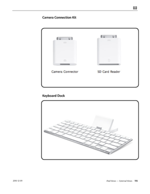 Page 115iPad Views — External Views 115 2010-12-09
Camera Connection Kit
Keyboard Dock  
