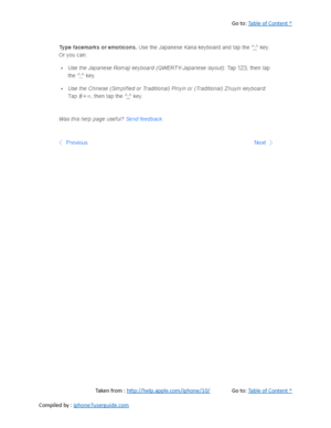 Page 133Go to:  Table of Content ^
Taken from :  http://help.apple.com/iphone/10/ Go to:  Table of Content ^
Compiled by :  iphone7userguide.com  