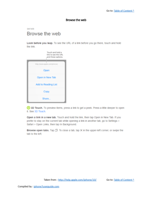 Page 158Go to:  Table of Content ^
Browse the web
Taken from :  http://help.apple.com/iphone/10/ Go to:  Table of Content ^
Compiled by :  iphone7userguide.com  