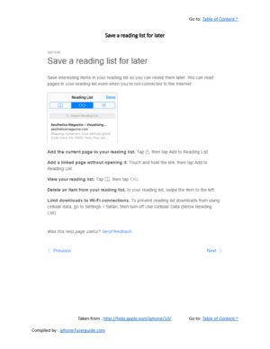 Page 161Go to:  Table of Content ^
Save a reading list for later
Taken from :  http://help.apple.com/iphone/10/ Go to:  Table of Content ^
Compiled by :  iphone7userguide.com  