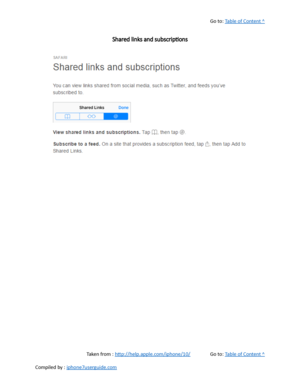 Page 162Go to:  Table of Content ^
Shared links and subscriptions
Taken from :  http://help.apple.com/iphone/10/ Go to:  Table of Content ^
Compiled by :  iphone7userguide.com  