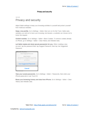 Page 166Go to:  Table of Content ^
Privacy and security
Taken from :  http://help.apple.com/iphone/10/ Go to:  Table of Content ^
Compiled by :  iphone7userguide.com  