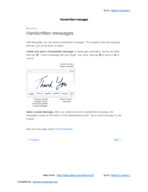 Page 180Go to:  Table of Content ^
Handwritten messages
Taken from :  http://help.apple.com/iphone/10/ Go to:  Table of Content ^
Compiled by :  iphone7userguide.com  