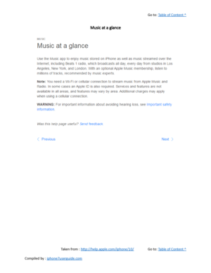 Page 187Go to:  Table of Content ^
Music at a glance
Taken from :  http://help.apple.com/iphone/10/ Go to:  Table of Content ^
Compiled by :  iphone7userguide.com  