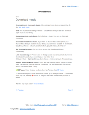 Page 196Go to:  Table of Content ^
Download music
Taken from :  http://help.apple.com/iphone/10/ Go to:  Table of Content ^
Compiled by :  iphone7userguide.com  