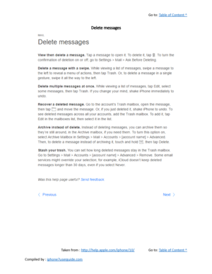 Page 216Go to:  Table of Content ^
Delete messages
Taken from :  http://help.apple.com/iphone/10/ Go to:  Table of Content ^
Compiled by :  iphone7userguide.com  