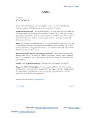 Page 225Go to:  Table of Content ^
Invitations
Taken from :  http://help.apple.com/iphone/10/ Go to:  Table of Content ^
Compiled by :  iphone7userguide.com  