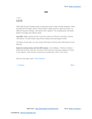 Page 265Go to:  Table of Content ^
HDR
Taken from :  http://help.apple.com/iphone/10/ Go to:  Table of Content ^
Compiled by :  iphone7userguide.com  