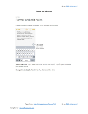 Page 316Go to:  Table of Content ^
Format and edit notes
Taken from :  http://help.apple.com/iphone/10/ Go to:  Table of Content ^
Compiled by :  iphone7userguide.com  