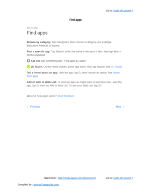 Page 362Go to:  Table of Content ^
Find apps
Taken from :  http://help.apple.com/iphone/10/ Go to:  Table of Content ^
Compiled by :  iphone7userguide.com  