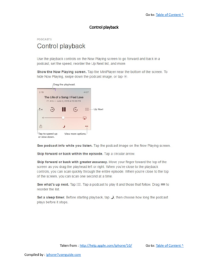 Page 399Go to:  Table of Content ^
Control playback
Taken from :  http://help.apple.com/iphone/10/ Go to:  Table of Content ^
Compiled by :  iphone7userguide.com  