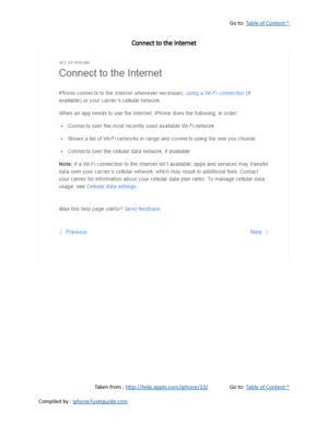 Page 41Go to:  Table of Content ^
Connect to the Internet
Taken from :  http://help.apple.com/iphone/10/ Go to:  Table of Content ^
Compiled by :  iphone7userguide.com  