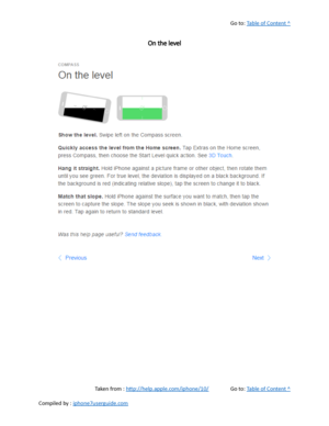 Page 406Go to:  Table of Content ^
On the level
Taken from :  http://help.apple.com/iphone/10/ Go to:  Table of Content ^
Compiled by :  iphone7userguide.com  