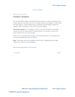 Page 442Go to:  Table of Content ^
Instant Hotspot
Taken from :  http://help.apple.com/iphone/10/ Go to:  Table of Content ^
Compiled by :  iphone7userguide.com  