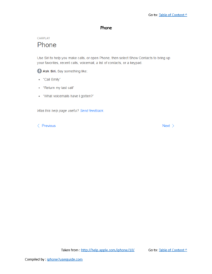 Page 452Go to:  Table of Content ^
Phone
Taken from :  http://help.apple.com/iphone/10/ Go to:  Table of Content ^
Compiled by :  iphone7userguide.com  