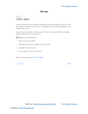 Page 456Go to:  Table of Content ^
Other apps
Taken from :  http://help.apple.com/iphone/10/ Go to:  Table of Content ^
Compiled by :  iphone7userguide.com  