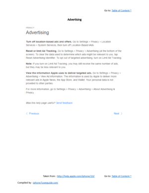 Page 461Go to:  Table of Content ^
Advertising
Taken from :  http://help.apple.com/iphone/10/ Go to:  Table of Content ^
Compiled by :  iphone7userguide.com  