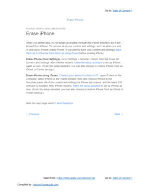 Page 479Go to:  Table of Content ^
Erase iPhone
Taken from :  http://help.apple.com/iphone/10/ Go to:  Table of Content ^
Compiled by :  iphone7userguide.com  