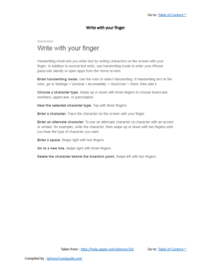 Page 500Go to:  Table of Content ^
Write with your finger
Taken from :  http://help.apple.com/iphone/10/ Go to:  Table of Content ^
Compiled by :  iphone7userguide.com  