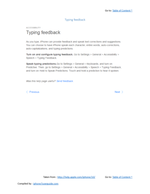 Page 521Go to:  Table of Content ^
Typing feedback
Taken from :  http://help.apple.com/iphone/10/ Go to:  Table of Content ^
Compiled by :  iphone7userguide.com  