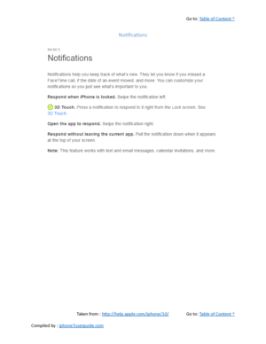 Page 75Go to:  Table of Content ^
Notifications
Taken from :  http://help.apple.com/iphone/10/ Go to:  Table of Content ^
Compiled by :  iphone7userguide.com  