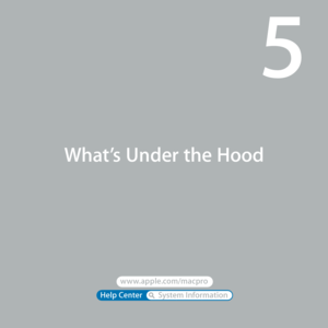 Page 97Help Center       System Information 
www.apple.com/macpro 
What’s Under the Hood
5  