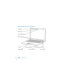 Page 16 
16 Chapter 1    
Getting Started 
  
Basic Components of Your MacBook
®
?
® Power button Camera indicator light iSight camera Microphone
Stereo speakers
Sleep indicator light 
Infrared (IR) receiver  Trackpad 
Trackpad button Slot-loading optical drive  