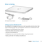 Page 99
Chapter 1      Ready, Set Up, Go
What’s in the Box
AC power cord85W MagSaf e Power Adap\fe r
®
Setting Up Your MacBook Pro
Your	MacBook	Pro	is	designed	so	that	you	can	set	it	up	quickly	and	start	using	it	right	
away.	The	following	pages	take	you	through	the	setup	process, 	including	these	tasks:
	
ÂPlugging	in	the	85W	MagSafe	Power	Adapter
	
ÂConnecting	cables	and	accessing	a	network
	
ÂTurning	on	your	MacBook	Pro
	
ÂConfiguring	a	user	account	and	other	settings	using	Setup	Assistant
	
ÂSetting	up	the...