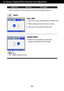 Page 2322
On Screen Display(OSD) Selection and Adjustment 
Main menu Sub menu Description
Make the eye comfortable by reducing the   
background brightness in the web page.
* Before using below functions, please install Easy Set Packge programme.
Help user to browse web efficiently by dividing in half.
Help to arrange and move windows on screen.
Help user to control divided windows ratio.
Exit: Exit,     : Move
: Restart to select sub-menu
 