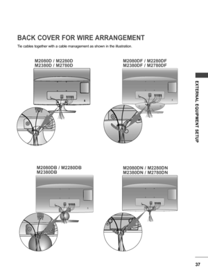 Page 3737
EXTERNAL  EQUIPMENT  SETUP
BACK COVER FOR WIRE ARRANGEMENT
Tie cables together with a cable management as shown in the illustration.
M2080D / M2280D
M2380D / M2780DM2080DN / M2280DN
M2380DN / M2780DN M2080DF / M2280DF
M2380DF / M2780DF
M2080DB / M2280DB
M2380DB
   